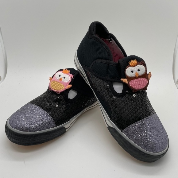 NIB dabuyu  Little Kid Girl Shoes Bedazzled Patch Hook and Loop Closure Owl. 13 - Picture 7 of 10